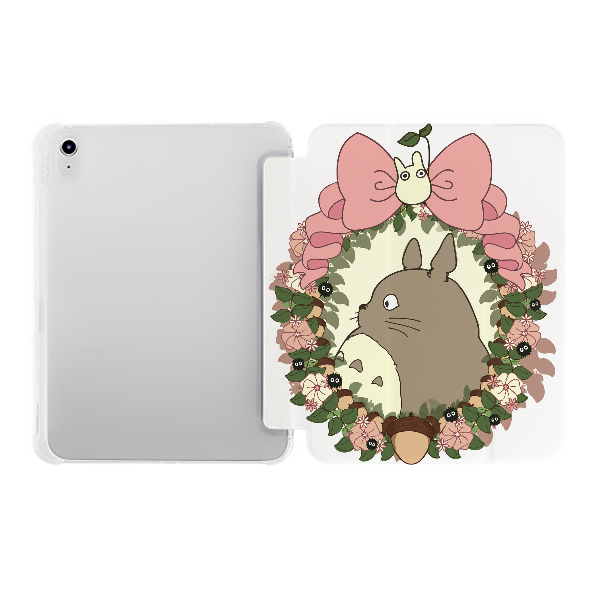 （画像用） となりのトトロ 草壁メイ 草壁サツキ My Neighbor Totoro Satsuki Kusakabe Mei Kusakabe IPad ケース ペン収納付き 三つ折りスタンド PUレザー×シリコン 対応機種9.5/10.5/10.9インチ